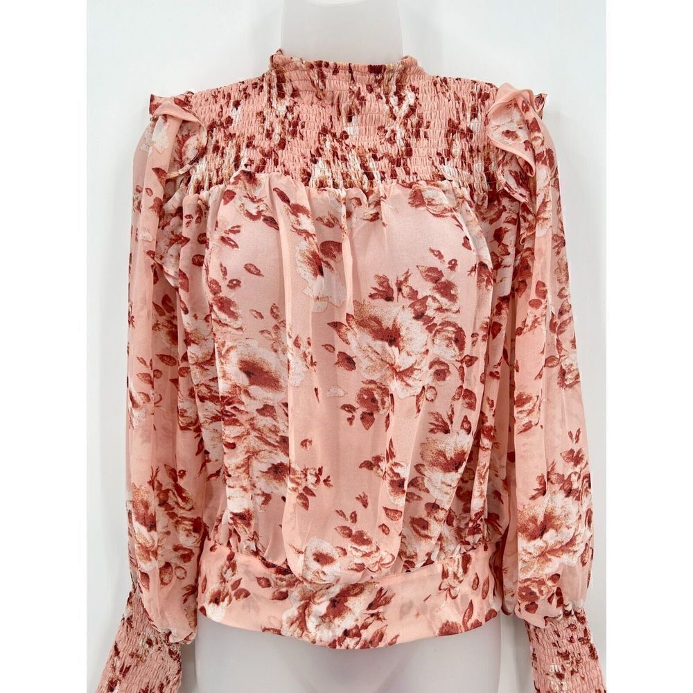 Bardot Remi Blouse Women's Small Long Sleeve Floral Sheer Tie Waist Long Sleeve - Picture 9 of 16